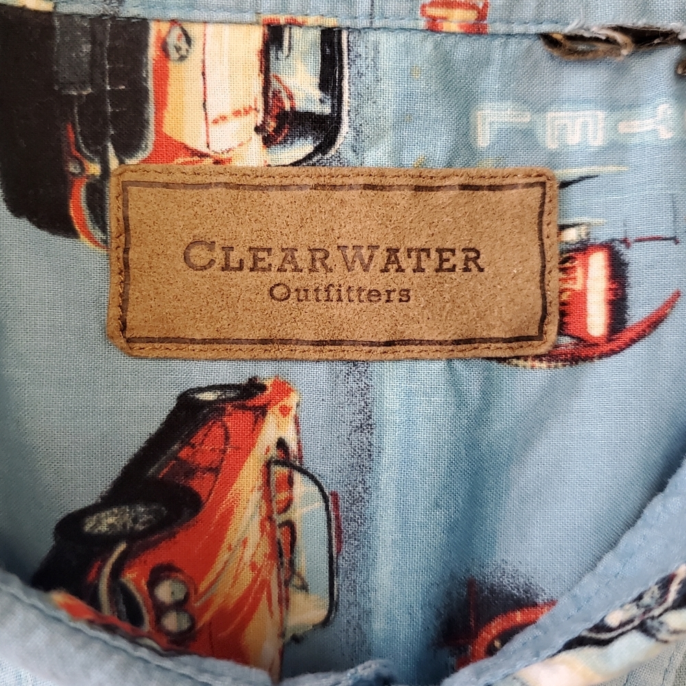 Clear Water Vintage Classic Car Button Down Shirt Size L 100% Cotton - Picture 4 of 5